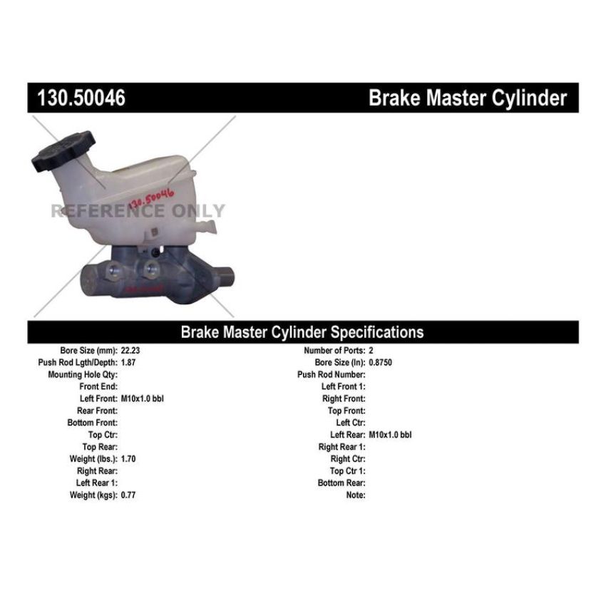 CENTRIC PARTS 130.50046 Centric Premium Brake Master Cylinder