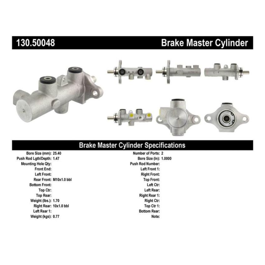 CENTRIC PARTS 130.50048 Centric Premium Brake Master Cylinder