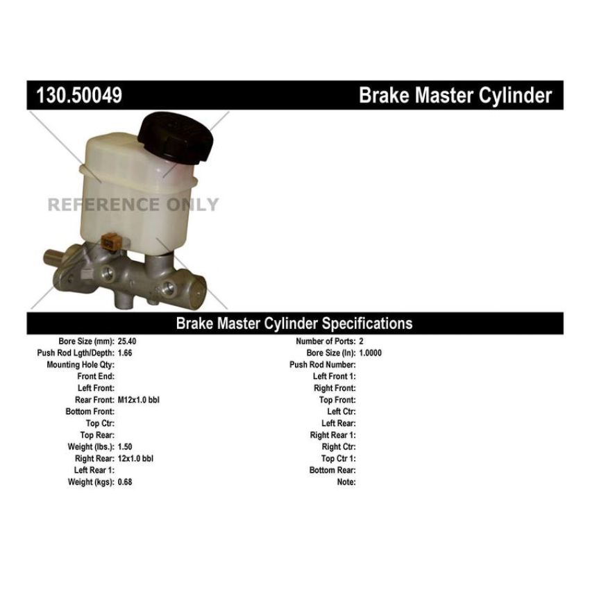 CENTRIC PARTS 130.50049 Centric Premium Brake Master Cylinder