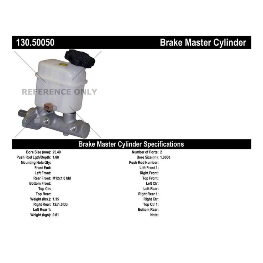 CENTRIC PARTS 130.50050 Centric Premium Brake Master Cylinder