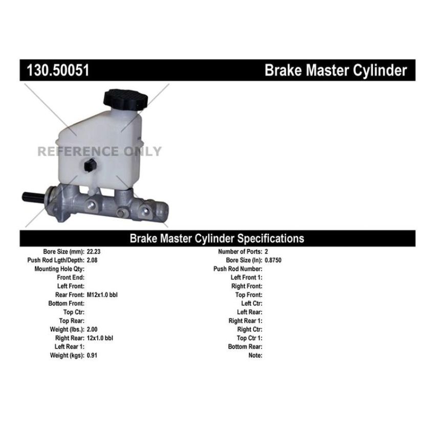 CENTRIC PARTS 130.50051 Centric Premium Brake Master Cylinder