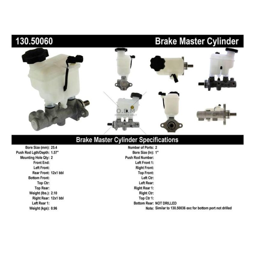 CENTRIC PARTS 130.50060 Centric Premium Brake Master Cylinder