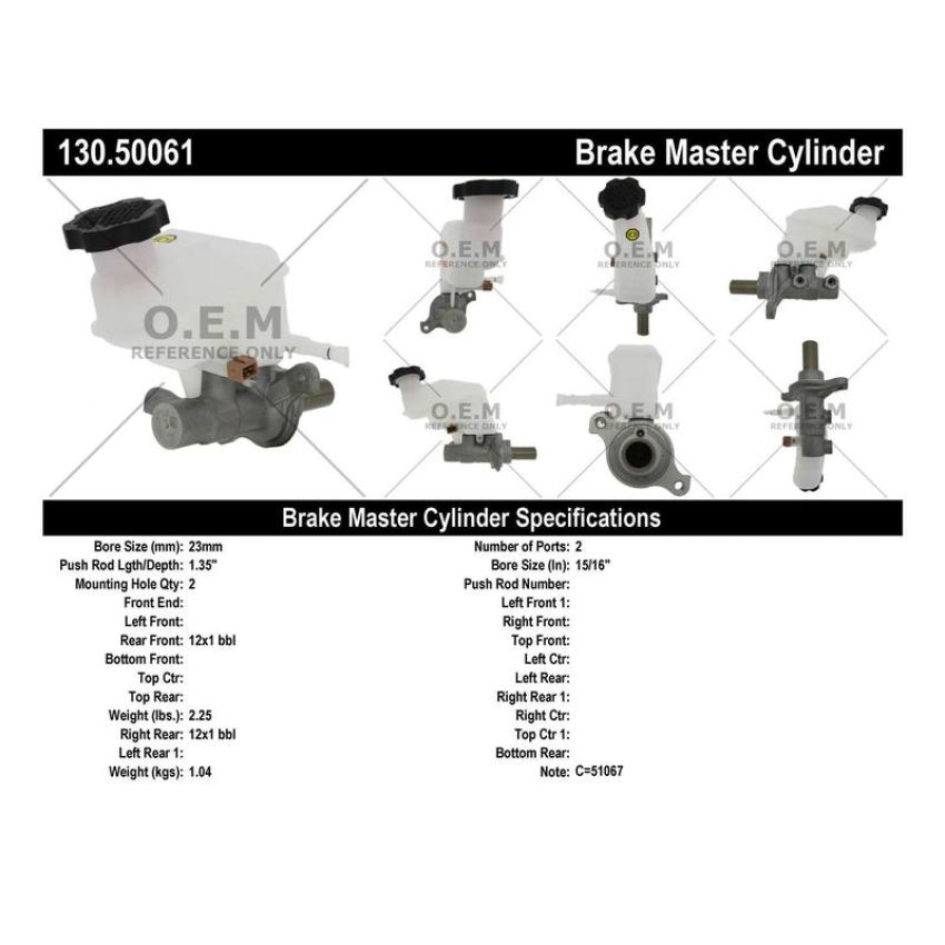 CENTRIC PARTS 130.50061 Centric Premium Brake Master Cylinder
