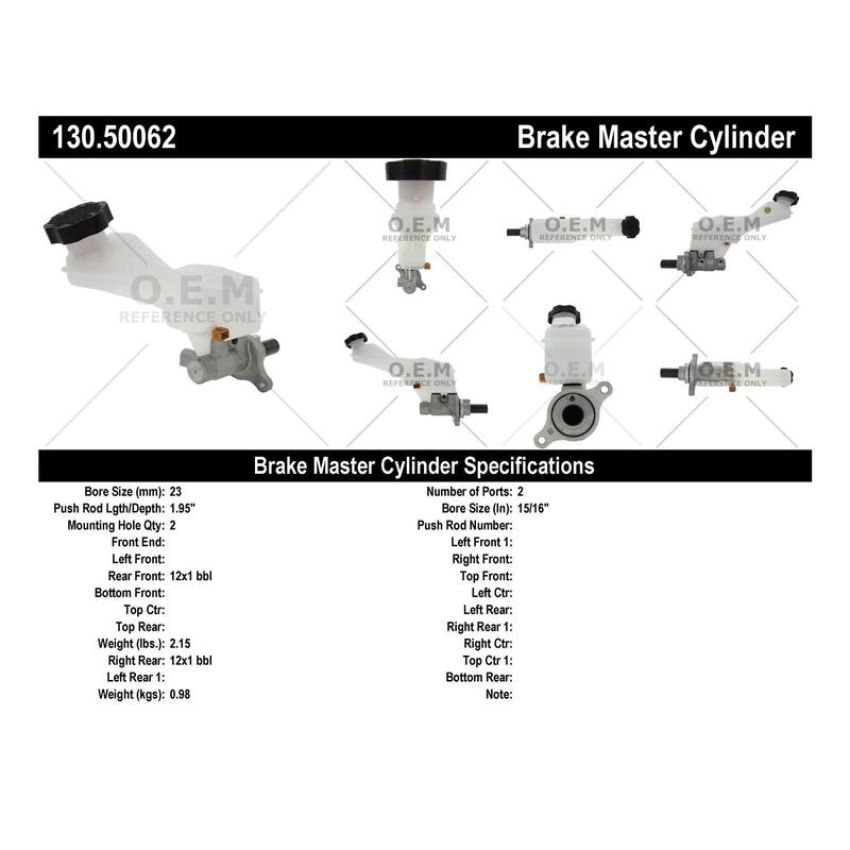 CENTRIC PARTS 130.50062 Centric Premium Brake Master Cylinder