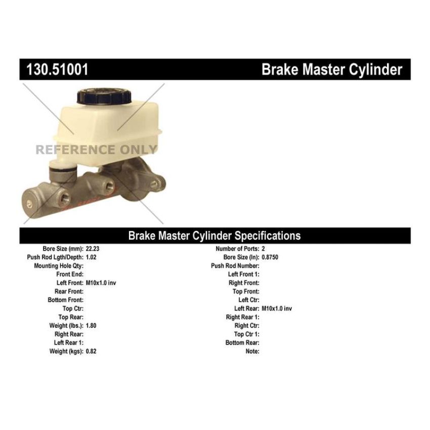 CENTRIC PARTS 130.51001 Centric Premium Brake Master Cylinder