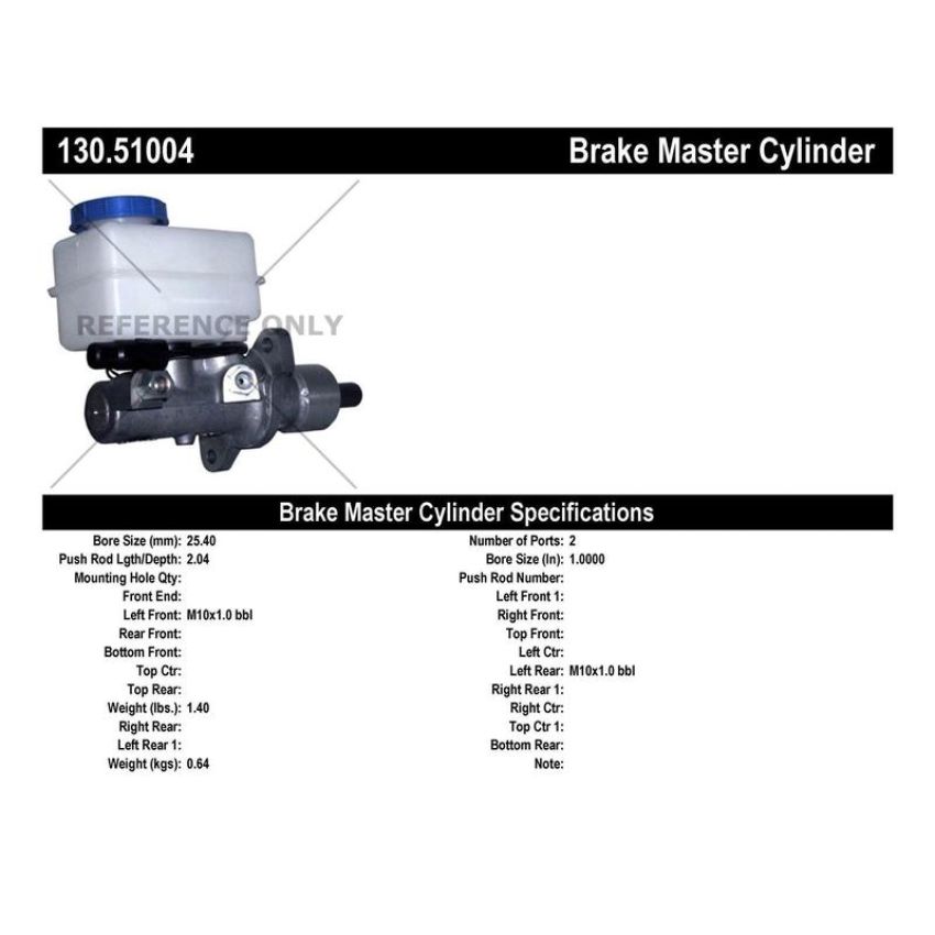 CENTRIC PARTS 130.51004 Centric Premium Brake Master Cylinder