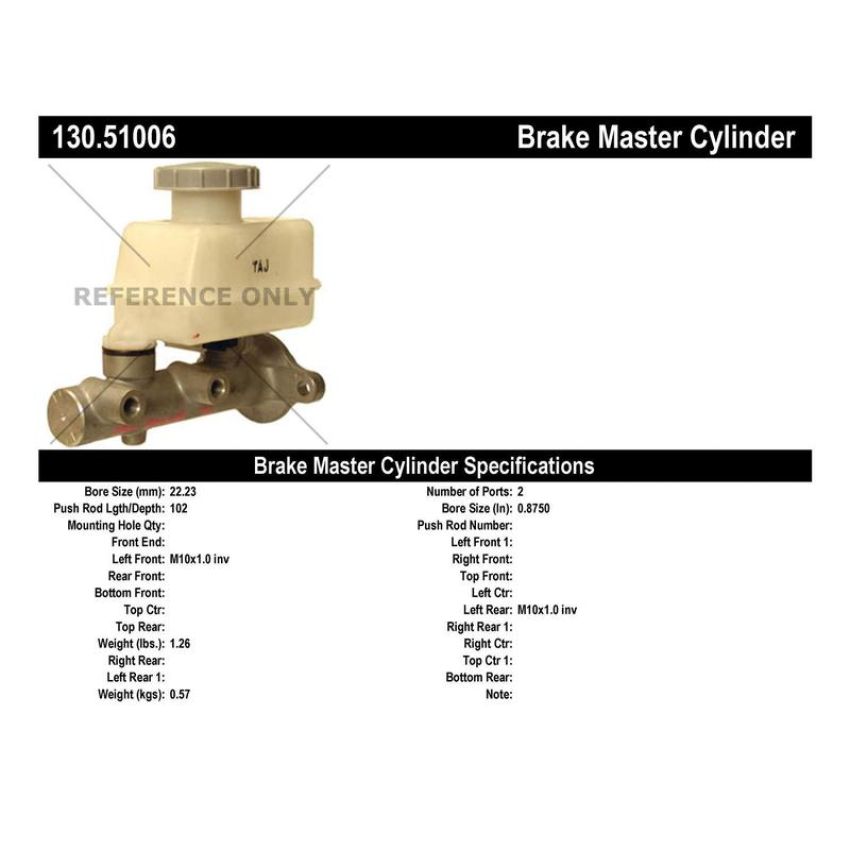 CENTRIC PARTS 130.51006 Centric Premium Brake Master Cylinder