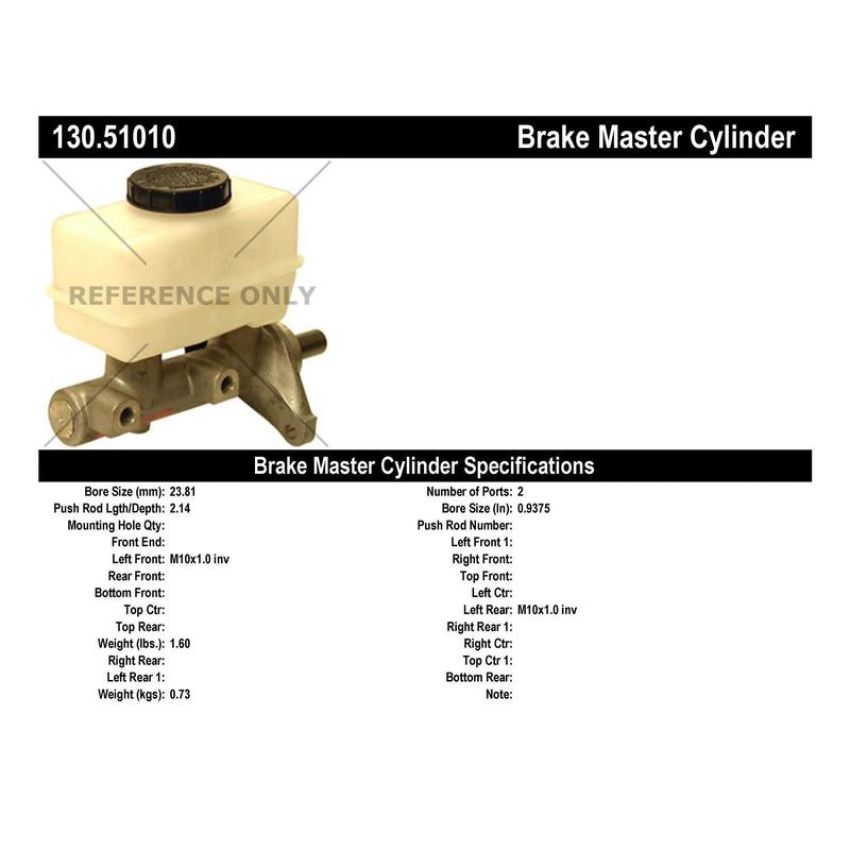 CENTRIC PARTS 130.51010 Centric Premium Brake Master Cylinder