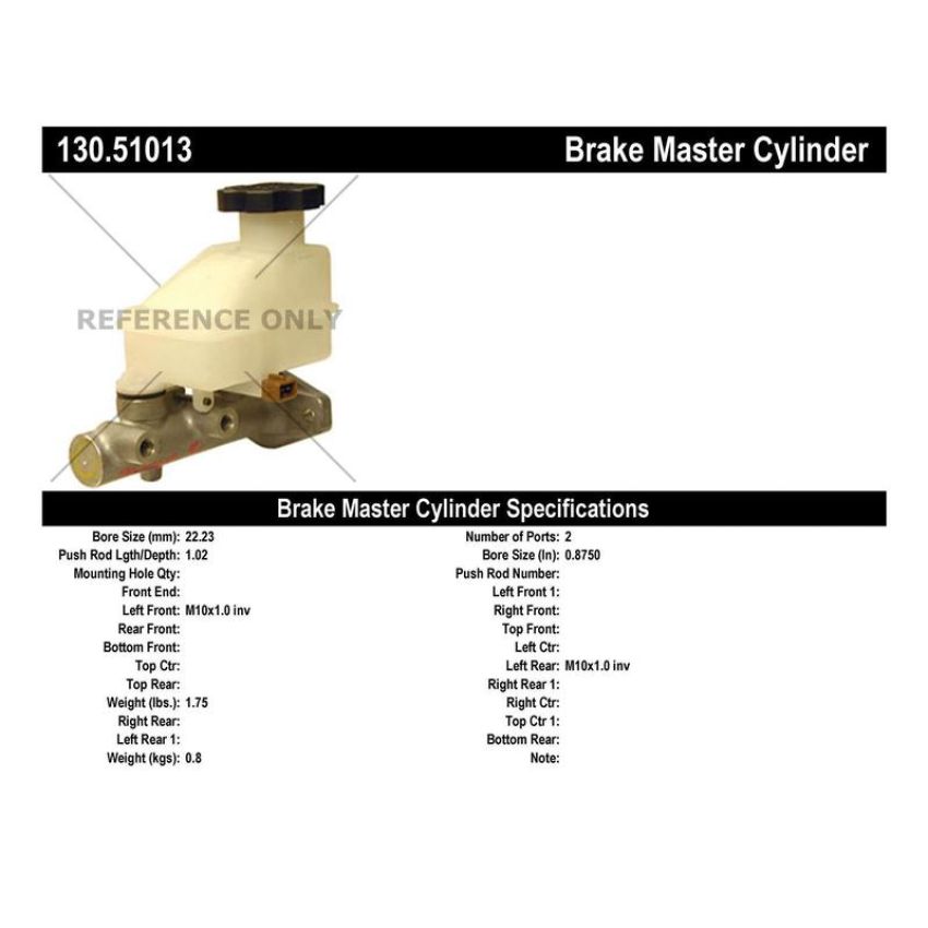 CENTRIC PARTS 130.51013 Centric Premium Brake Master Cylinder
