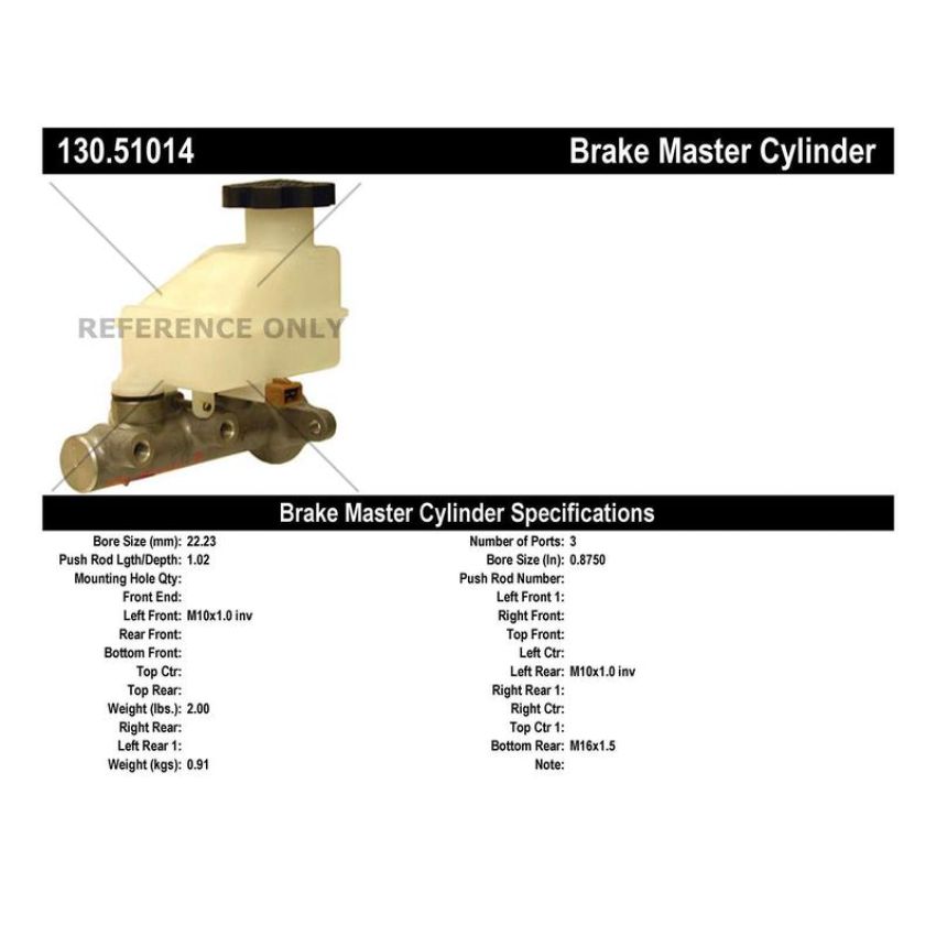 CENTRIC PARTS 130.51014 Centric Premium Brake Master Cylinder