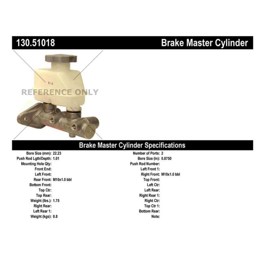 CENTRIC PARTS 130.51018 Centric Premium Brake Master Cylinder