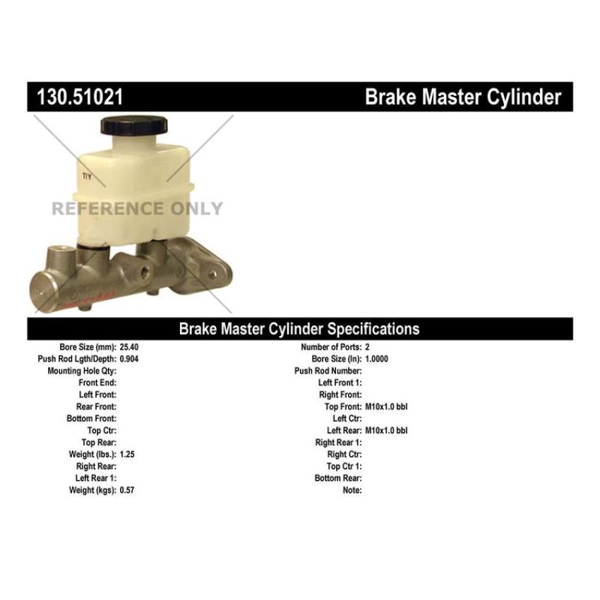 CENTRIC PARTS 130.51021 Centric Premium Brake Master Cylinder