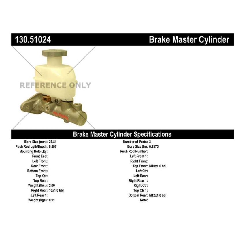 CENTRIC PARTS 130.51024 Centric Premium Brake Master Cylinder