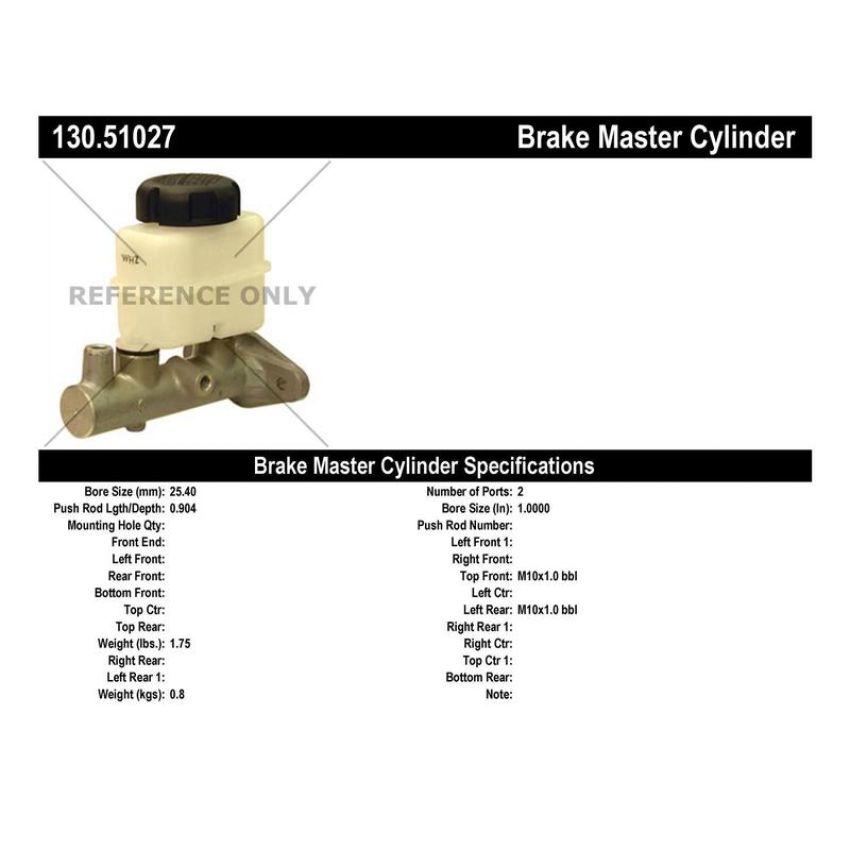 CENTRIC PARTS 130.51027 Centric Premium Brake Master Cylinder
