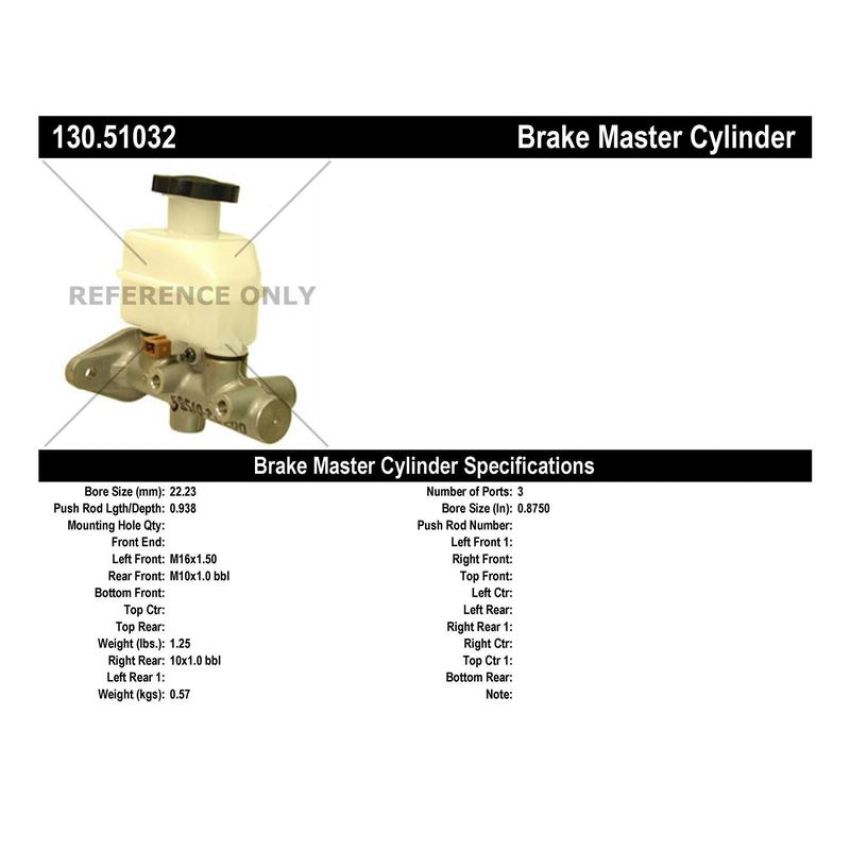 CENTRIC PARTS 130.51032 Centric Premium Brake Master Cylinder