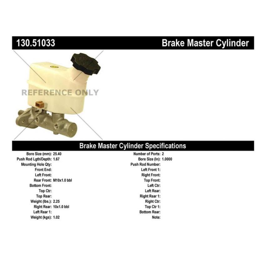 CENTRIC PARTS 130.51033 Centric Premium Brake Master Cylinder