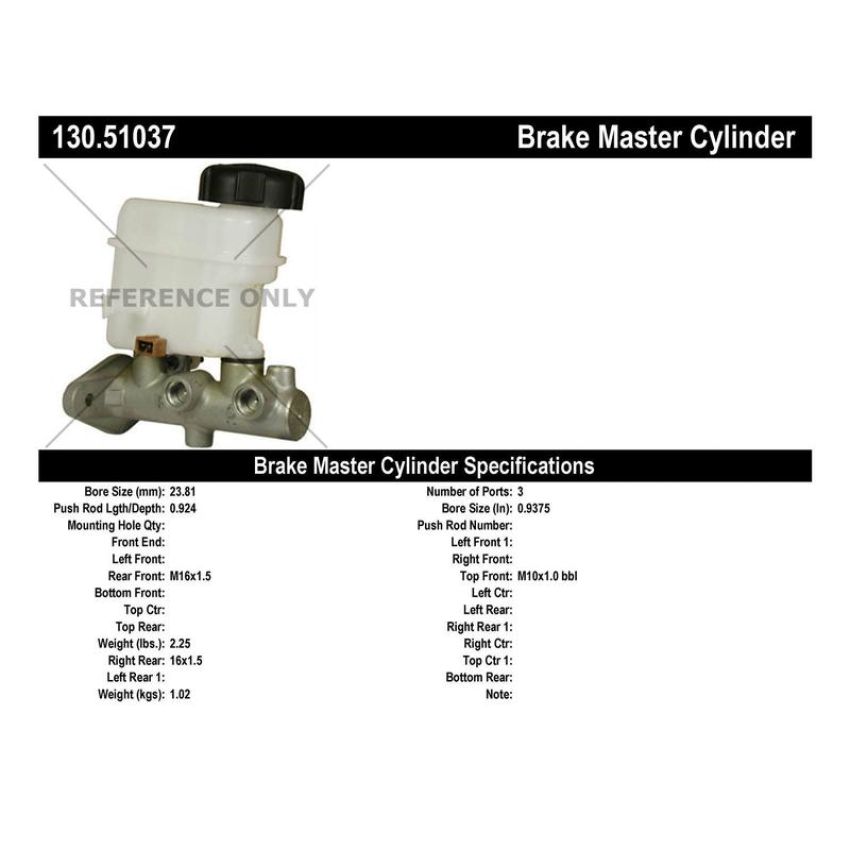 CENTRIC PARTS 130.51037 Centric Premium Brake Master Cylinder