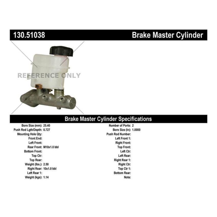 CENTRIC PARTS 130.51038 Centric Premium Brake Master Cylinder