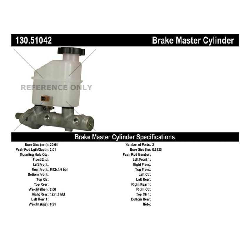 CENTRIC PARTS 130.51042 Centric Premium Brake Master Cylinder