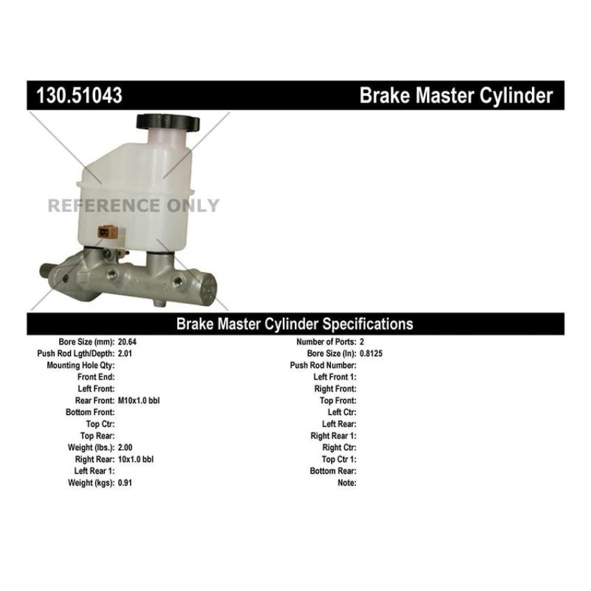 CENTRIC PARTS 130.51043 Centric Premium Brake Master Cylinder
