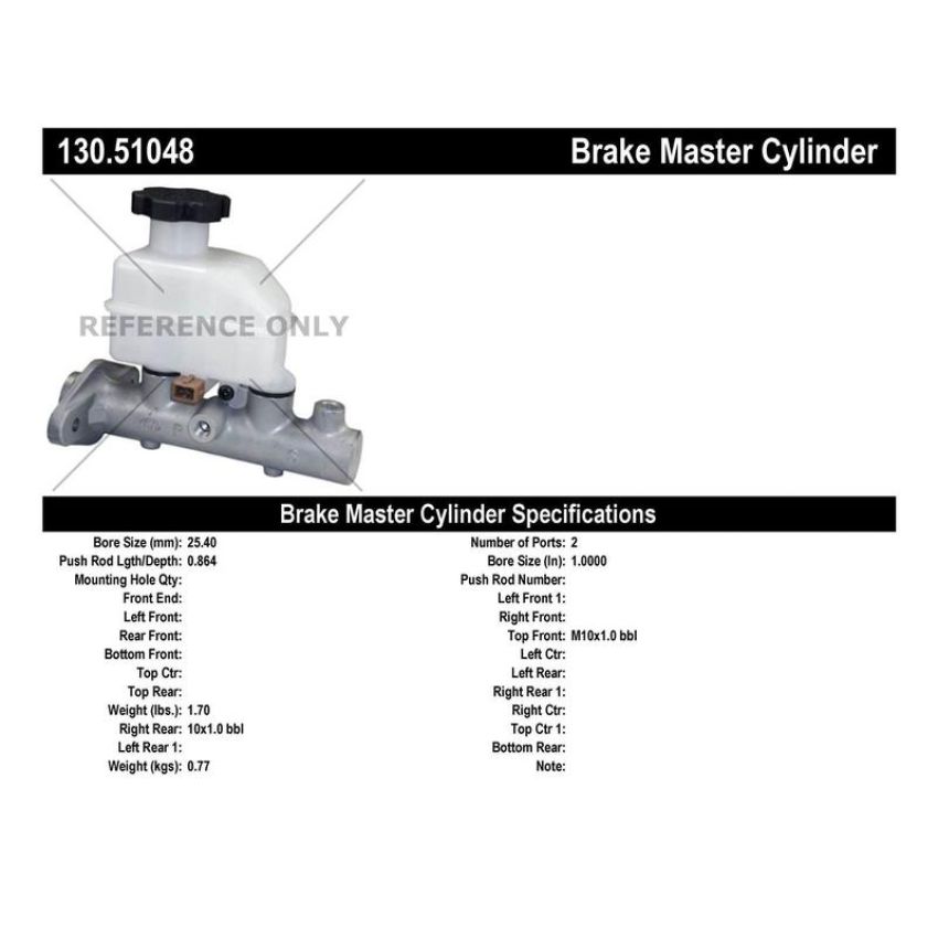 CENTRIC PARTS 130.51048 Centric Premium Brake Master Cylinder