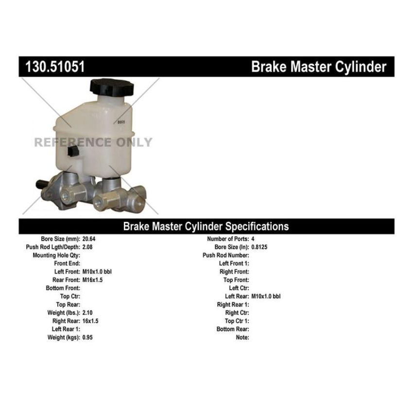 CENTRIC PARTS 130.51051 Centric Premium Brake Master Cylinder