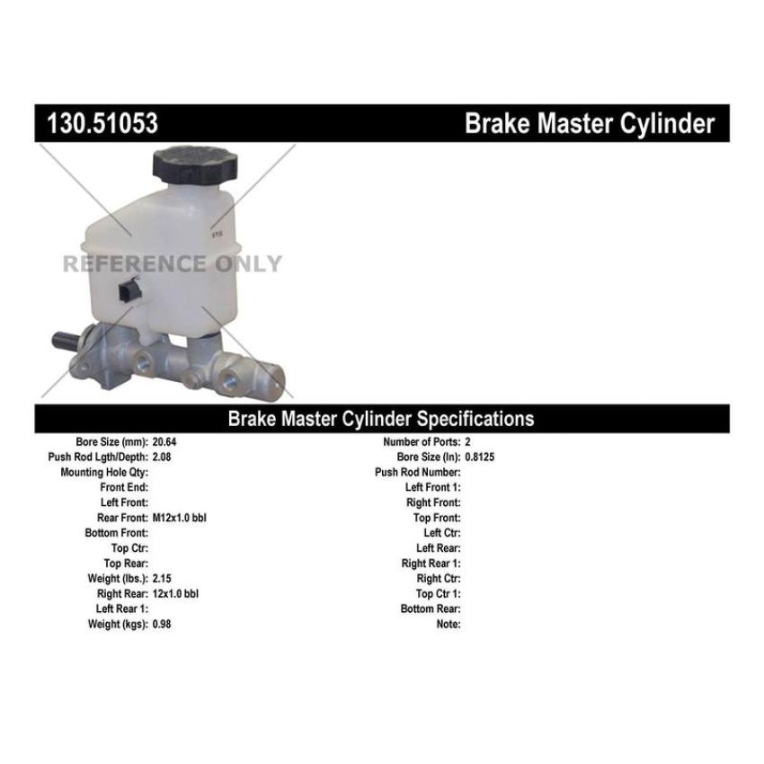 CENTRIC PARTS 130.51053 Centric Premium Brake Master Cylinder