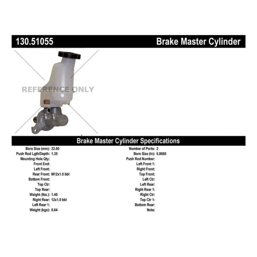 CENTRIC PARTS 130.51055 Centric Premium Brake Master Cylinder