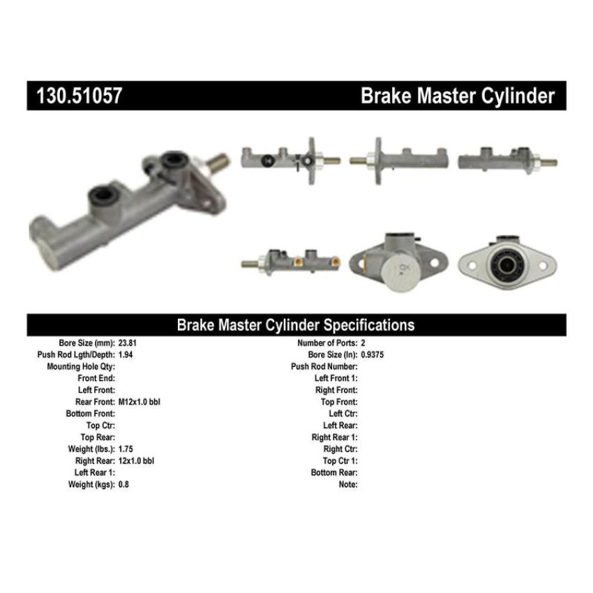 CENTRIC PARTS 130.51057 Centric Premium Brake Master Cylinder