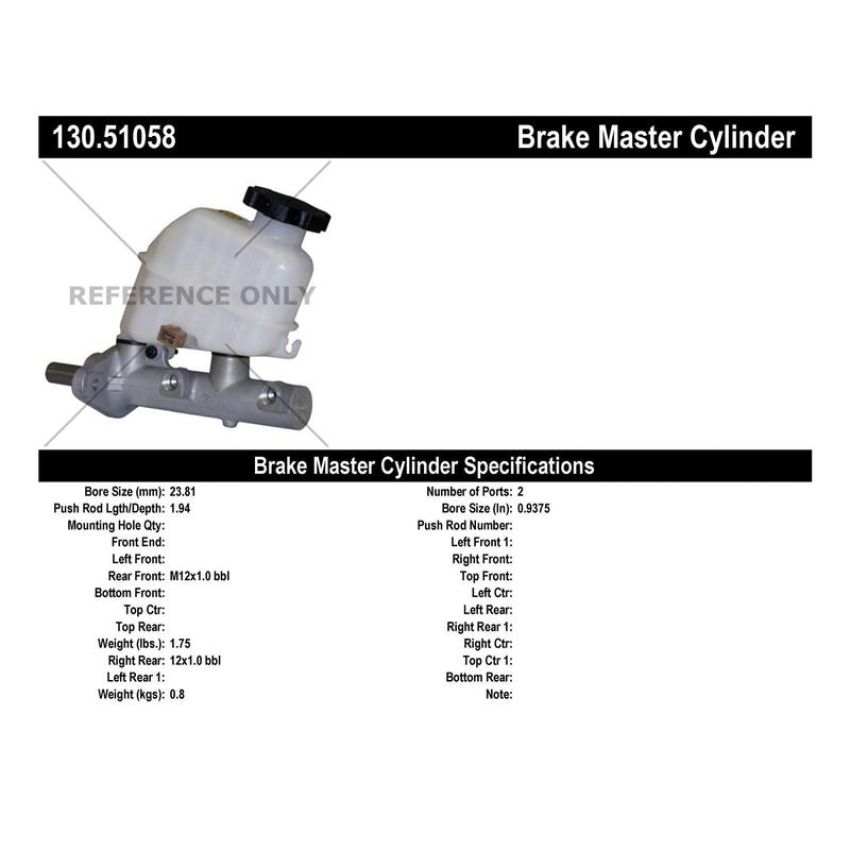 CENTRIC PARTS 130.51058 Centric Premium Brake Master Cylinder