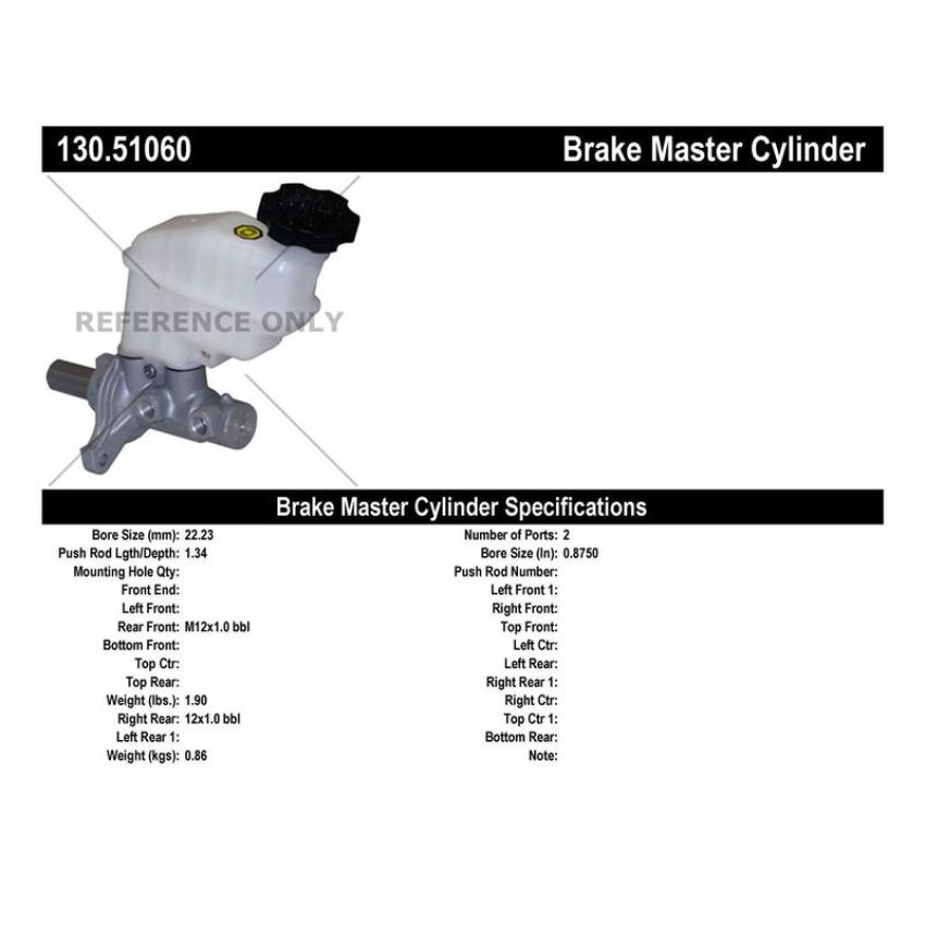 CENTRIC PARTS 130.51060 Centric Premium Brake Master Cylinder