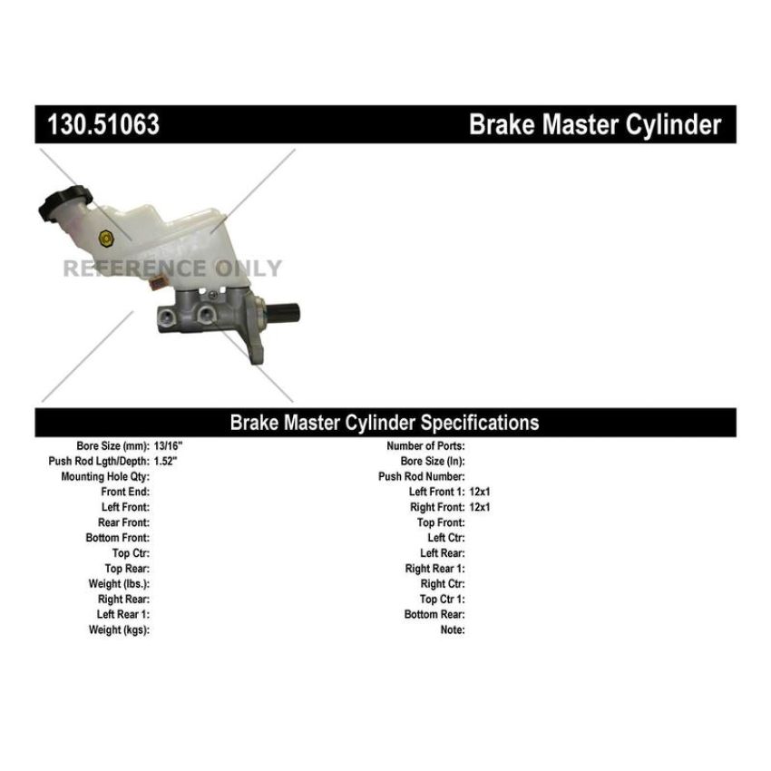 CENTRIC PARTS 130.51063 Centric Premium Brake Master Cylinder