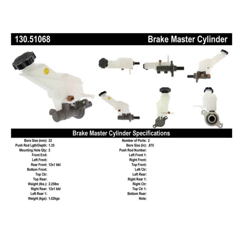 CENTRIC PARTS 130.51068 Centric Premium Brake Master Cylinder