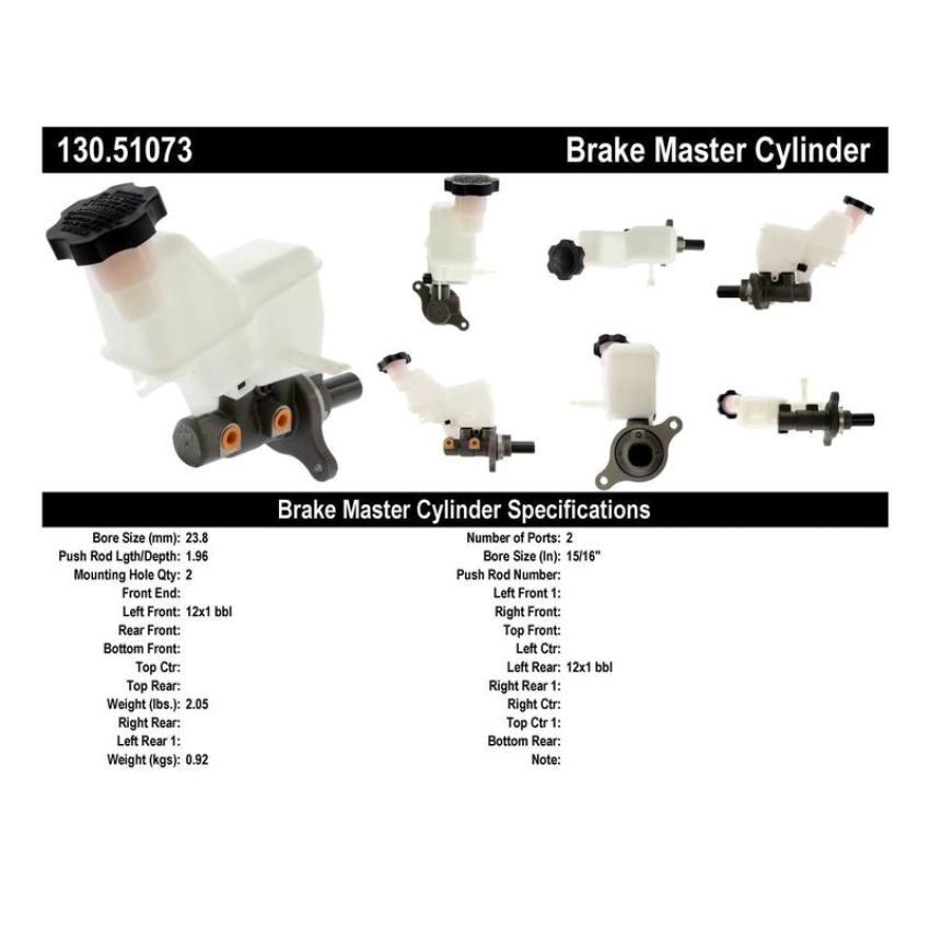 CENTRIC PARTS 130.51073 Centric Premium Brake Master Cylinder