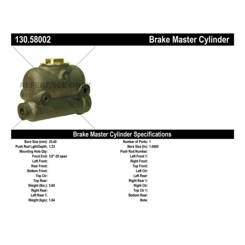 CENTRIC PARTS 130.58002 Centric Premium Brake Master Cylinder