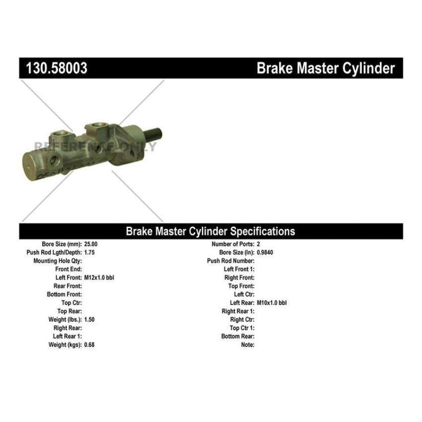 CENTRIC PARTS 130.58003 Centric Premium Brake Master Cylinder