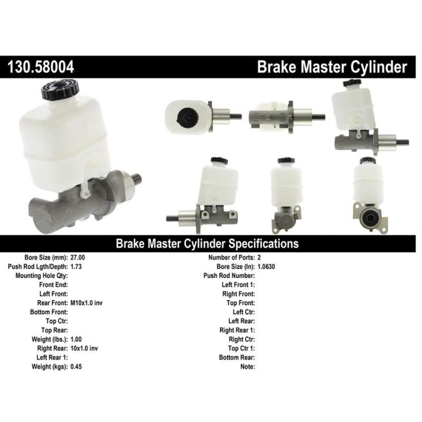 CENTRIC PARTS 130.58004 Centric Premium Brake Master Cylinder