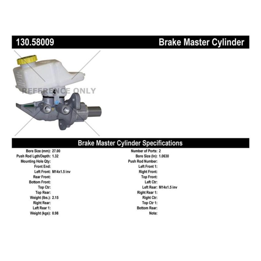 CENTRIC PARTS 130.58009 Centric Premium Brake Master Cylinder