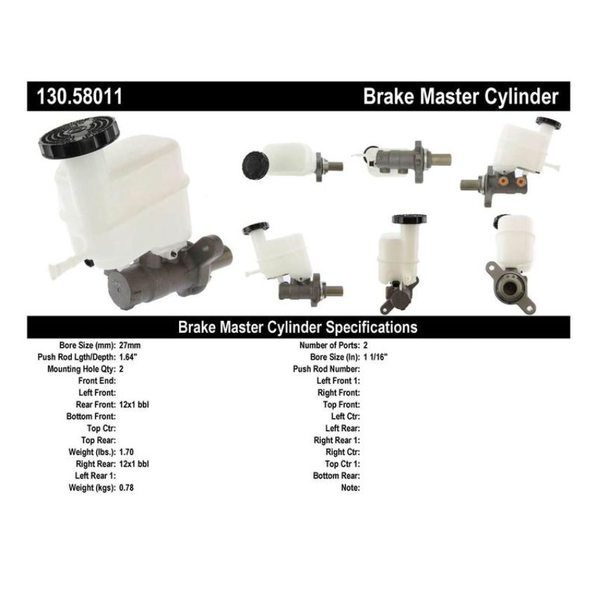 CENTRIC PARTS 130.58011 Centric Premium Brake Master Cylinder