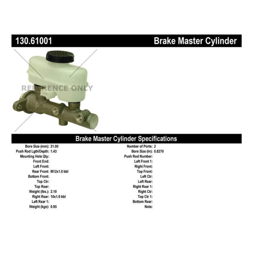 CENTRIC PARTS 130.61001 Centric Premium Brake Master Cylinder