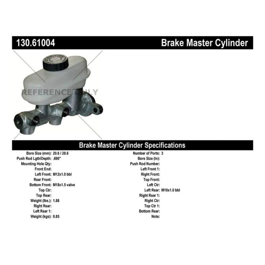 CENTRIC PARTS 130.61004 Centric Premium Brake Master Cylinder