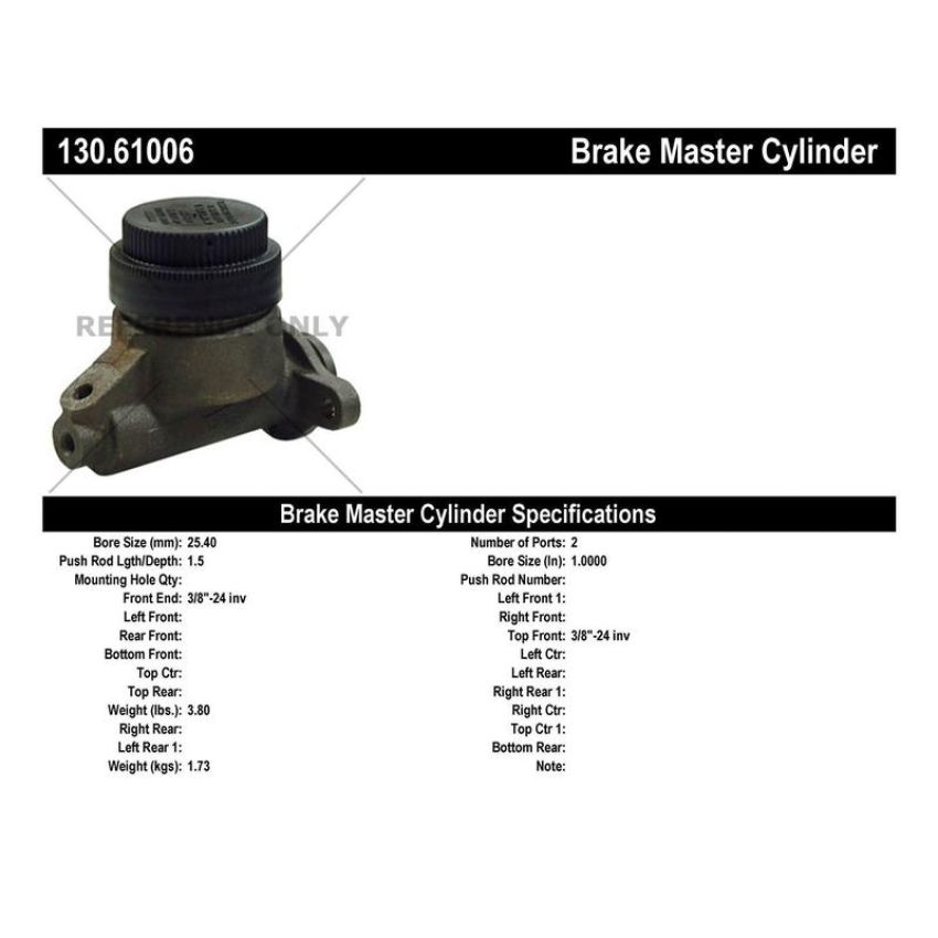 CENTRIC PARTS 130.61006 Centric Premium Brake Master Cylinder