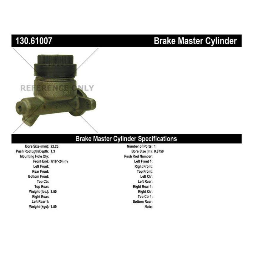 CENTRIC PARTS 130.61007 Centric Premium Brake Master Cylinder