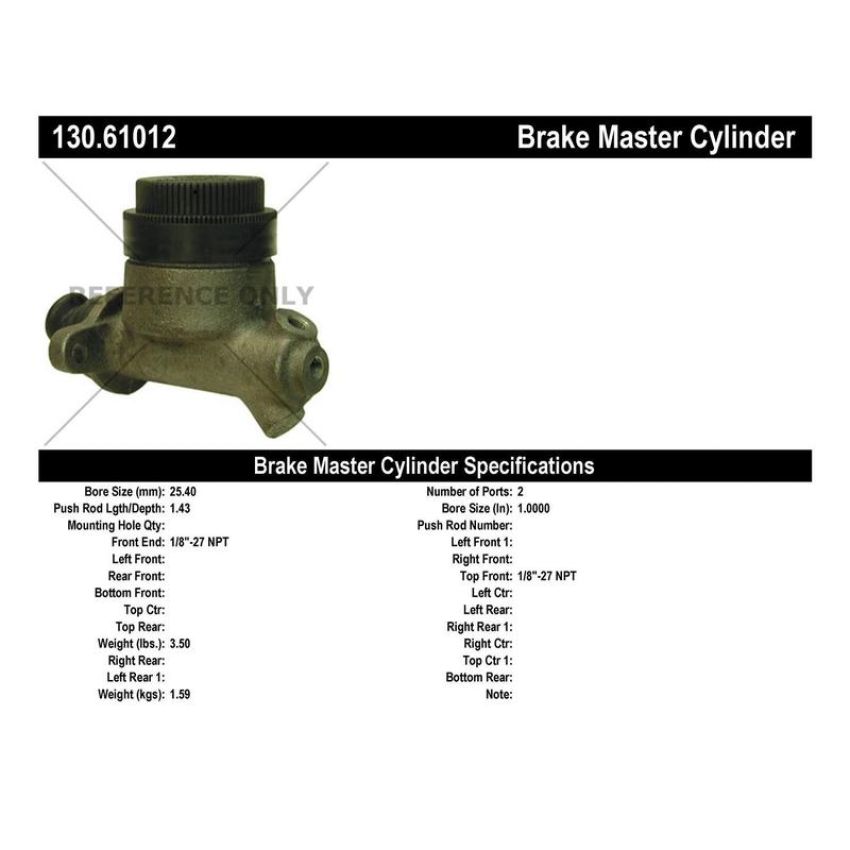 CENTRIC PARTS 130.61012 Centric Premium Brake Master Cylinder