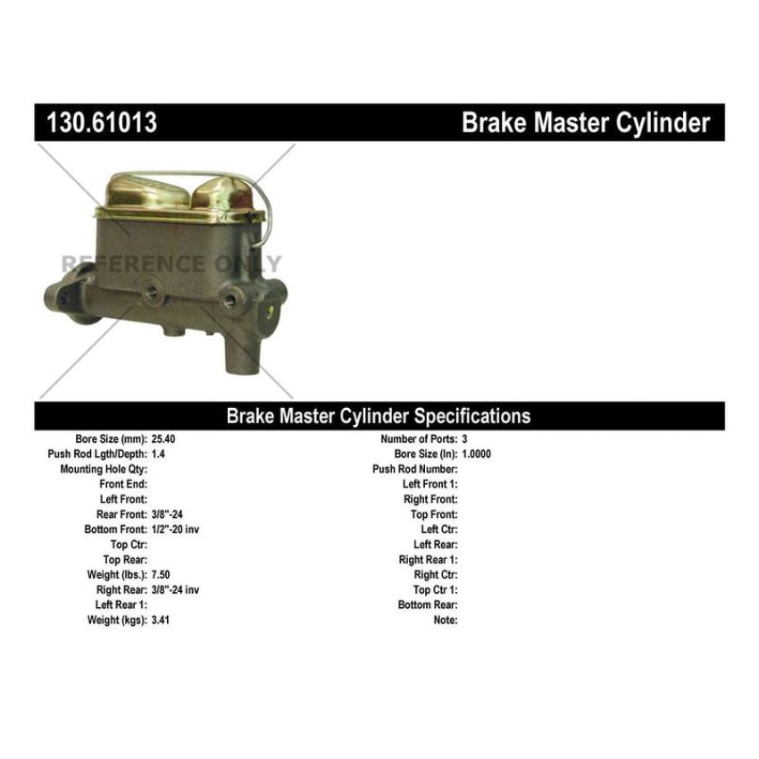 CENTRIC PARTS 130.61013 Centric Premium Brake Master Cylinder