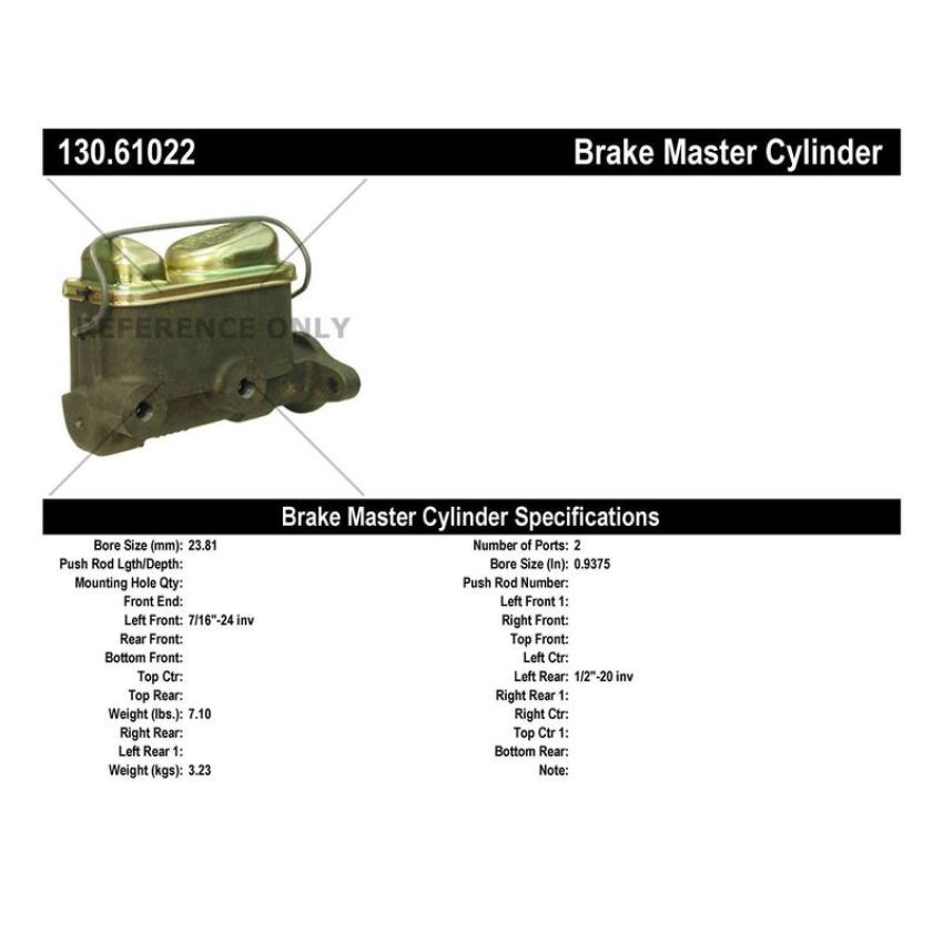 CENTRIC PARTS 130.61022 Centric Premium Brake Master Cylinder