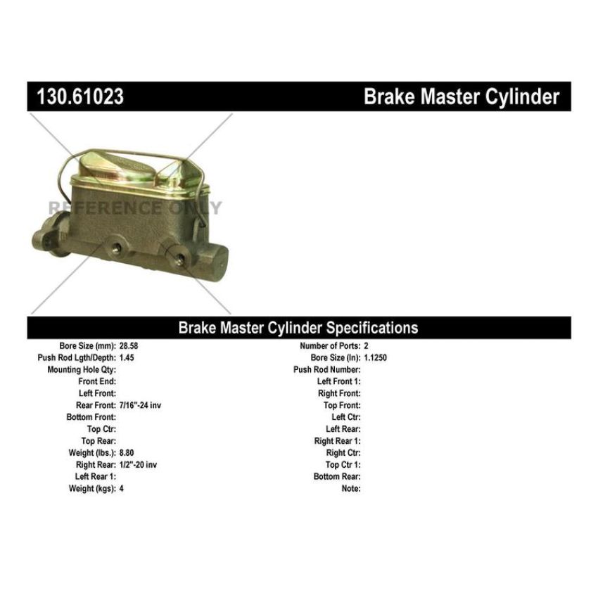 CENTRIC PARTS 130.61023 Centric Premium Brake Master Cylinder