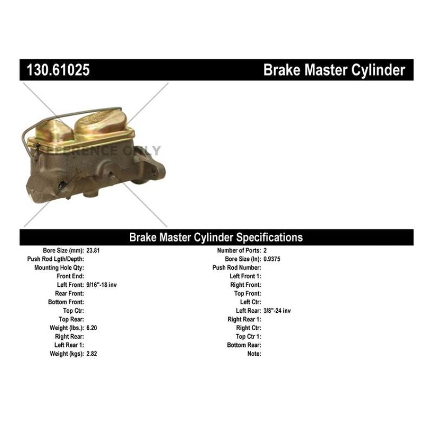 CENTRIC PARTS 130.61025 Centric Premium Brake Master Cylinder