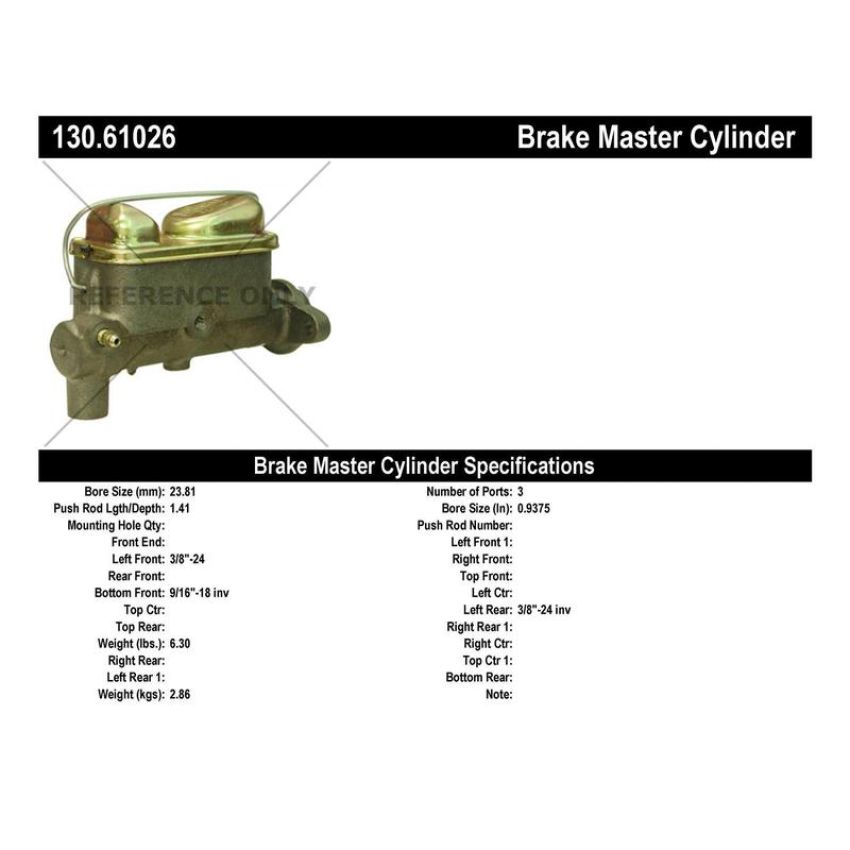 CENTRIC PARTS 130.61026 Centric Premium Brake Master Cylinder
