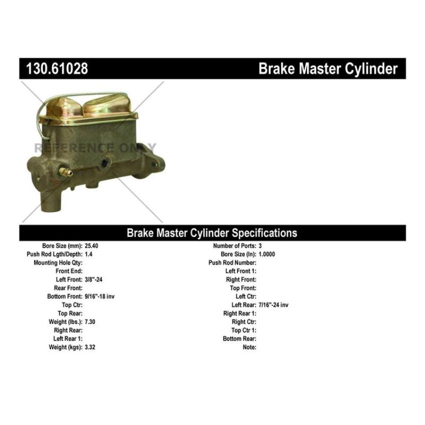 CENTRIC PARTS 130.61028 Centric Premium Brake Master Cylinder